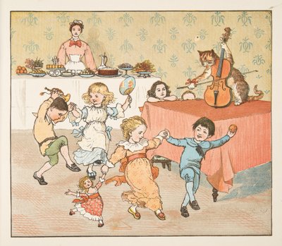 Hey, diddle, diddle, uit The Hey Diddle Diddle Picture Book, pub.1882 door Randolph Caldecott