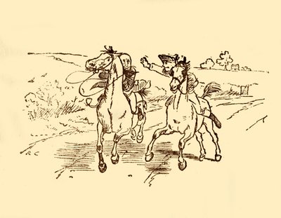 John Gilpin wordt gevonden door de postjongen van de Bell Inn door Randolph Caldecott