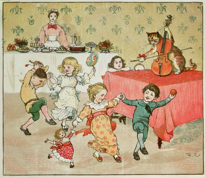 De Kat en de Viool en het Kinderfeest, illustratie uit Hey Diddle Diddle door Randolph Caldecott