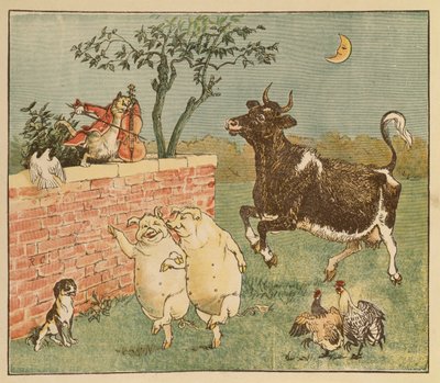 De Kat en de Viool en de Koe - Illustraties uit Hey Diddle Diddle door Randolph Caldecott