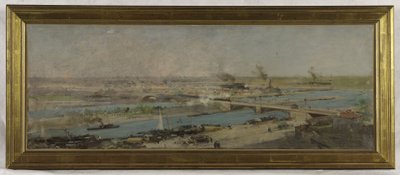 Schets voor de raadszaal van het stadhuis van Alfortville: Uitzicht op Alfortville vanaf de hoogten van Charenton door Raoul Joseph Arus