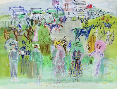 Elegante mensen bij Epsom door Raoul Dufy