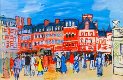 Huizen in Trouville door Raoul Dufy