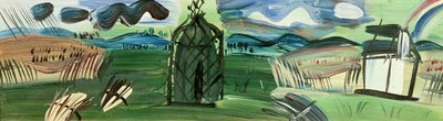 Kiosk en regenboog (olieverf op doek) door Raoul Dufy