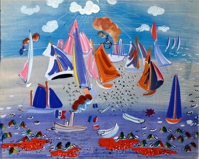 Zee en boten - Gouache op papier, ca. 1930 door Raoul Dufy