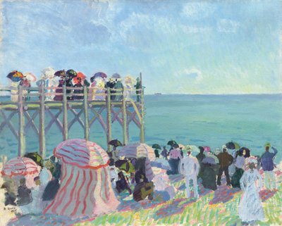 Het strand en de pier van Trouville door Raoul Dufy