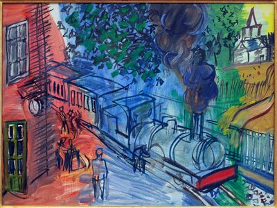 Trein naar het station. Schilderij van Raoul Dufy (1877-1953), olieverf op canvas. Franse kunst, 20e eeuw. Museum La Piscine, Roubaix. door Raoul Dufy