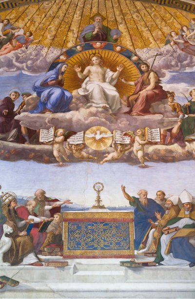Dispuut over het Heilig Sacrament - fresco door Raphael door Raphael (1483 1520)
