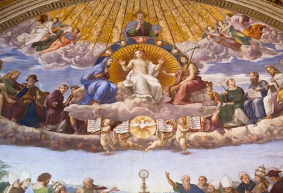 Dispuut over het Heilig Sacrament - fresco door Raphael door Raphael (1483 1520)