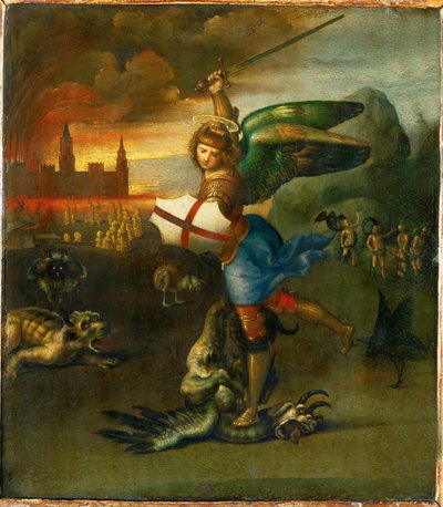 Heilige Michael. Geschilderd voor Guidobaldo Montefeltre, hertog van Urbino ... door Raphael (1483-1520)