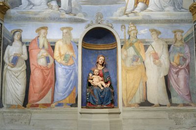 Drie-eenheid, benedictijnen en camaldolesi-heiligen door Raphael (1483-1520)