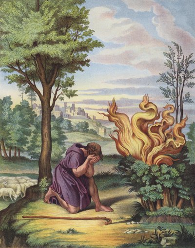Mozes en de brandende struik door after Raphael