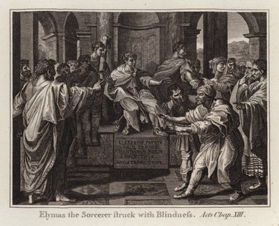 Raphael karton: Elymas de Tovenaar met Blindheid geslagen, Handelingen, Hoofdstuk XIII door after Raphael