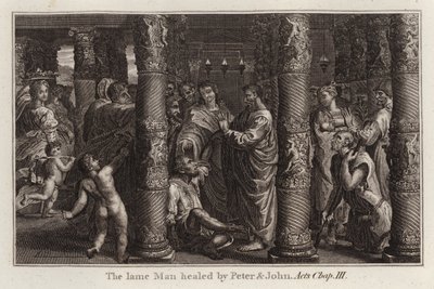 Raphael karton: De lamme man genezen door Petrus en Johannes, Handelingen, Hoofdstuk III door after Raphael