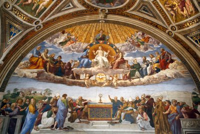 Dispuut over het Heilig Sacrament, in de Stanza della Segnatura (fresco) door Raphael (1483 1520)