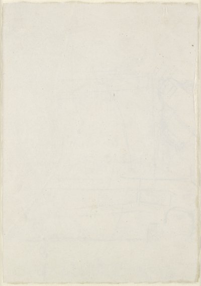 Verso: Kleine architecturale schetsen inclusief een kruisvormig grondplan, WA1846.160 (pen & bruine inkt over blinde stylus, enkele sporen van lood of krijt) door Raphael