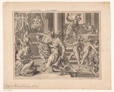 Feestend gezelschap door Raphael Custos (attributed to)