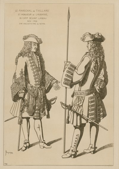 Maarschalk van Tallard en Mr Laubanie in kamp voor de Slag bij Landau, november 1703 door Raphael Jacquemin