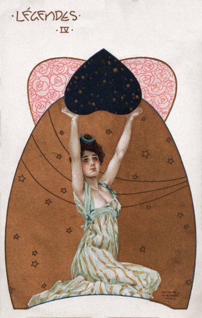 Vrouw in secessiestijl, ca.1900 (illustratie) door Raphael Kirchner