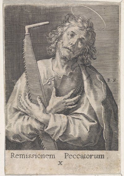 Apostel Simon de Zeloot door Raphaël Sadeler (I)