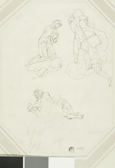 Biddende maagd en figuren in wolken door Raymond de Lafage