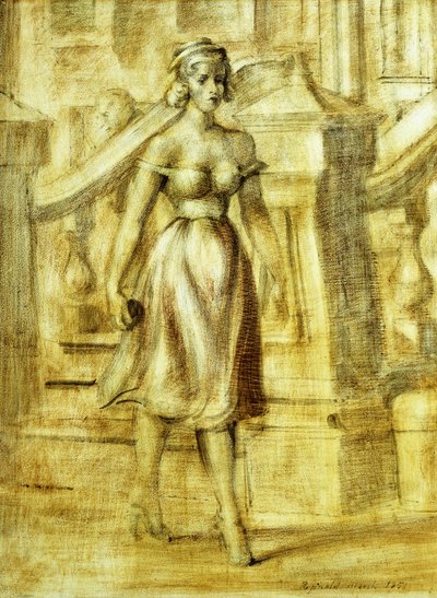 Wandelende dame: Een dubbelschilderij door Reginald Marsh