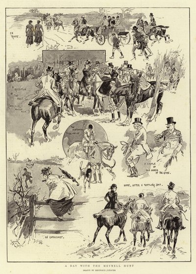 Een dag met de Meynell Hunt (litho) door Reginald Thomas Cleaver