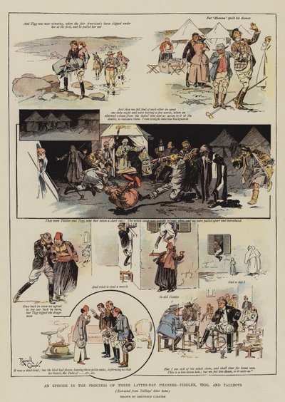 Een episode in de vooruitgang van drie hedendaagse pelgrims, Tiddler, Tigg en Tallboys (chromolitho) door Reginald Thomas Cleaver