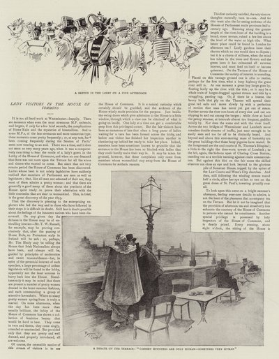 Bezoekster in het Lagerhuis (litho) door Reginald Thomas Cleaver