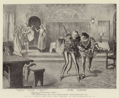 Het nieuwe toneelstuk van Mr H A Jones, "The Tempter," op de Haymarket, Act II (litho) door Reginald Thomas Cleaver