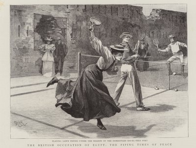 De Britse bezetting van Egypte, de pijplijn in vredestijd (gravure) door Reginald Thomas Cleaver