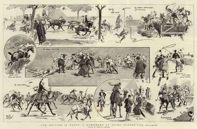 De Britten in Egypte, Een Gymkhana in Caïro tijdens het Seizoen (litho) door Reginald Thomas Cleaver
