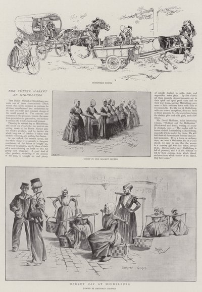 De botermarkt in Middelburg (litho) door Reginald Thomas Cleaver