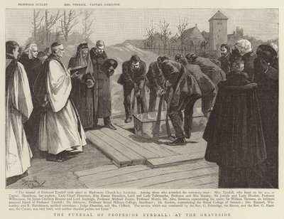 De begrafenis van professor Tyndall, bij het graf (gravure) door Reginald Thomas Cleaver