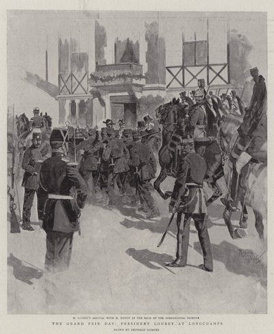 De Grand Prix-dag, President Loubet in Longchamps (litho) door Reginald Thomas Cleaver