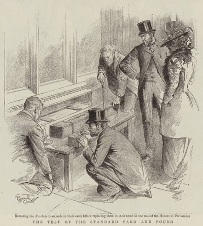 De test van de standaard yard en pond (litho) door Reginald Thomas Cleaver