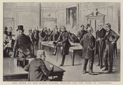 De dijk bij de Horse Guards, wachtend op de hertog van Cambridge (litho) door Reginald Thomas Cleaver