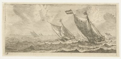Veerboten op een ruwe zee Diverse inschepingen en dergelijken door Reinier Nooms