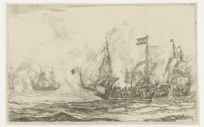 Zeeslag met overname van een schip door Reinier Nooms