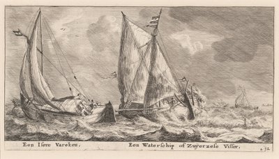 Een "Isere" schip en een Waterschip of Zuiderzee vissersboot door Reinier Nooms, called Zeeman