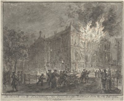 Brand in het stadhuis van Amsterdam, 1762 door Reinier Vinkeles (I)