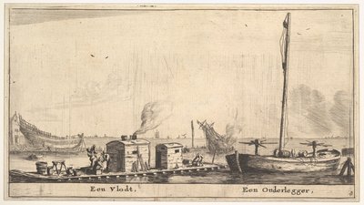 Een vlot en een onderlegger, 17e eeuw door Reinier Zeeman