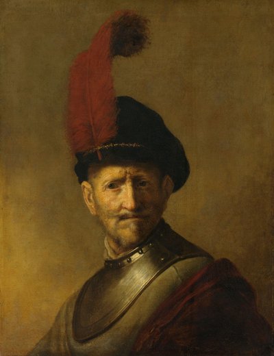 Portret van een man, na ca. 1634 (olieverf op doek overgebracht op paneel) door Rembrandt Harmensz. van Rijn (after)