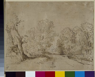 Een beboste weg, ca. 1650 door Rembrandt Harmensz. van Rijn