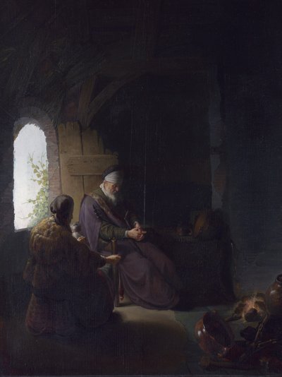 Anna en de blinde Tobit, ca. 1630 door Rembrandt van Rijn