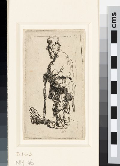 Bedelaar leunend op een stok, c.1630 door Rembrandt van Rijn