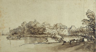 Bocht in de Amstel bij Kostverloren Huis, begin jaren 1650 door Rembrandt Harmensz. van Rijn
