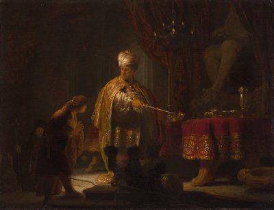Daniel en Cyrus voor de Idols Bel door Rembrandt Harmensz. van Rijn