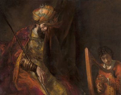 David spelend op de harp voor Saul door Rembrandt van Rijn