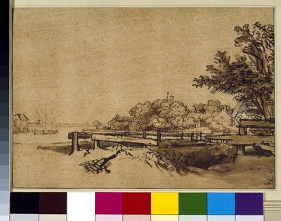 Landschap, ca. 1650 door Rembrandt Harmensz. van Rijn